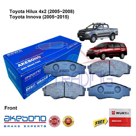 Genuine Akebono Front Brake Pads For Toyota Hilux 4x2 2005 2008