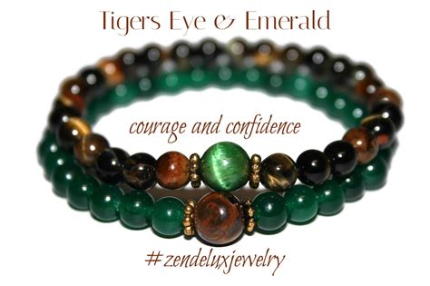 Tiger Eye Bracelet Set Emerald Bracelet For Men Healing Etsy Green