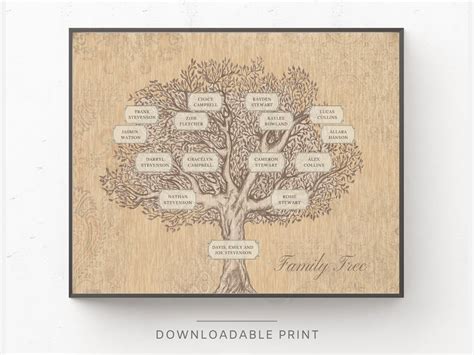 4 Generation Family Tree Template 8x10inch, PDF & JPG Files, Instant ...