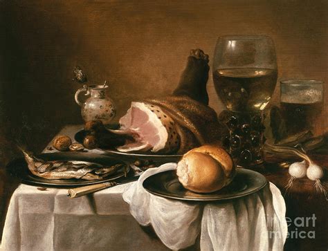 Still Life With Ham Painting By Pieter Claesz Fine Art America