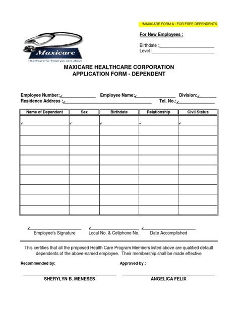 Maxicare Form Immediate Dependent Pdf