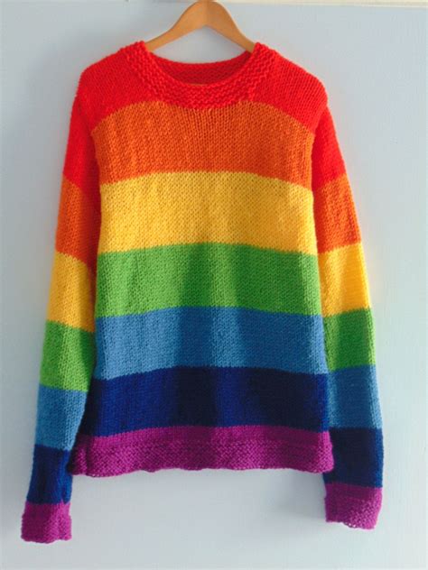 Hand Knitted Rainbow Jumper Sweater Rainbow Fashion Rainbow Outfit