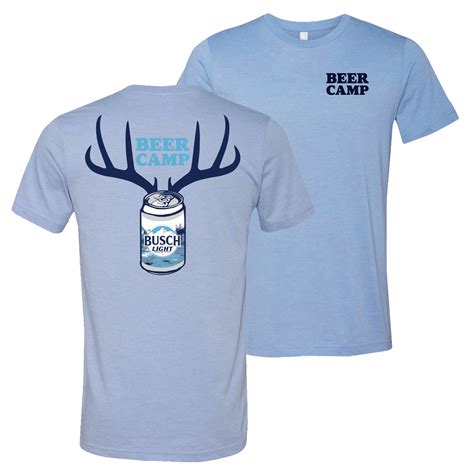 Busch Light Beer Hunting Beer Camp Front And Back Print Blue T Shirt