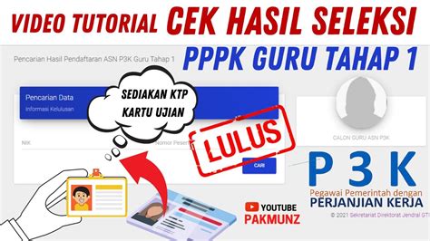 Video Tutorial Cara Cek Hasil Seleksi Pppk Guru Tahap 1 Tahun 2021