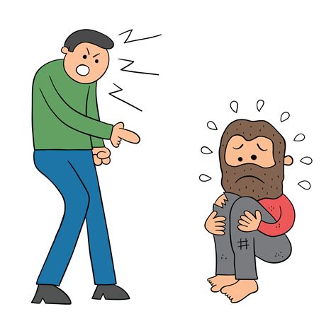 Cartoon Bad Man Insults Homeless Man Vector Illustration 2567716 Vector ...