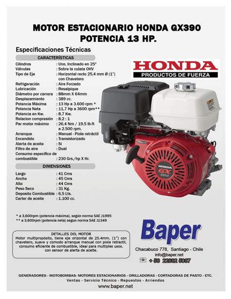 Motor Estacionario Honda Bencinero Gx Hp Arranque Manual Baper