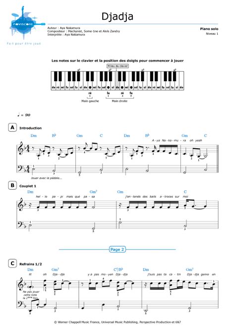 Piano Sheet Music Djadja Aya Nakamura Noviscore Sheets