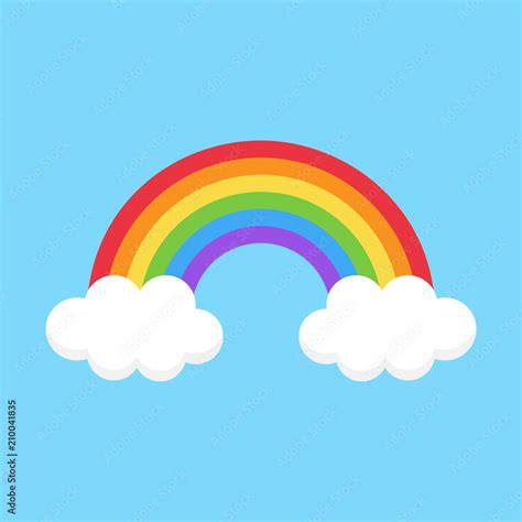 Simple Colorful Cute Rainbow Vector Illustration Rainbow On Light Blue