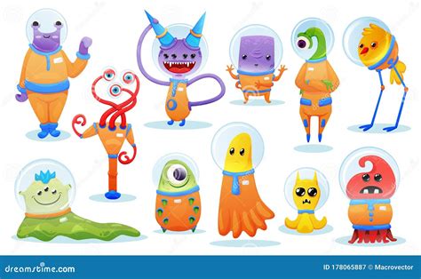 Conjunto De Dibujos Animados Para Extraterrestres Ilustración Del Vector Ilustración De