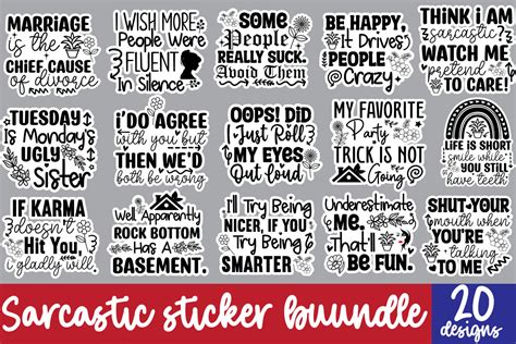 Sarcastic Sticker Bundle Sarcastic Svg Graphic By Simacrafts