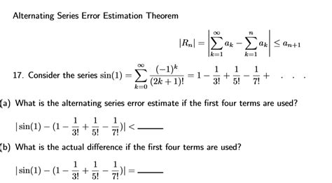 Alternating Series Estimation Theorem