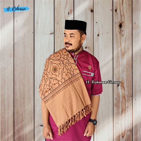 Jual Sorban Putih Panjang Kashmiri Motif Batik Printing Sorban Ukuran