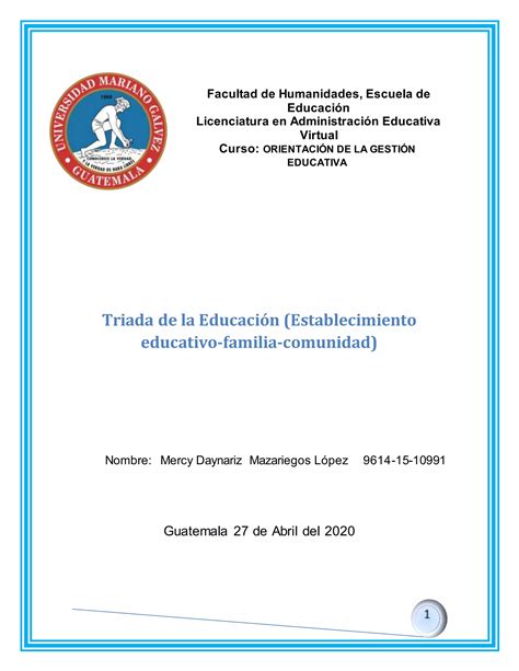 Triada Familia Escuela Y Comunidad PDF