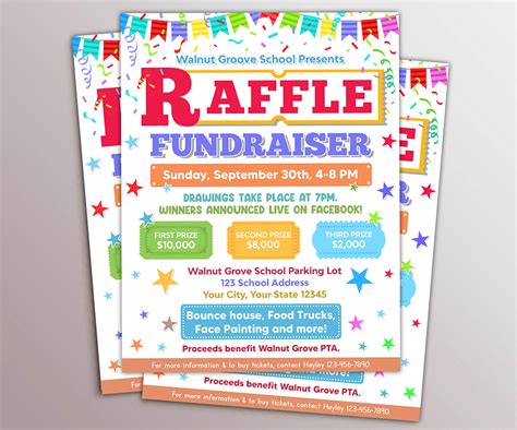 Editable Raffle Fundraiser Flyer School Pto Pta Church Ticket Sales Fundraiser Template Made