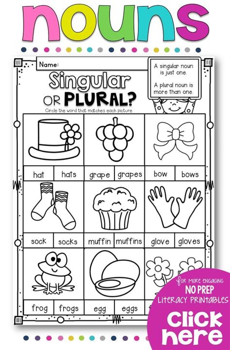 Singular And Plural For Grade 1