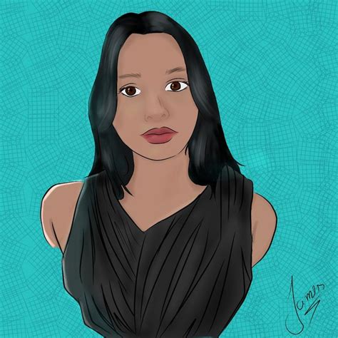 A Digital Painting Of A Woman With Black Hair Wearing A Black Dress And