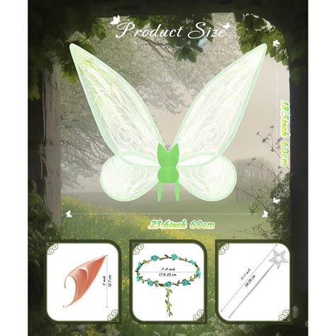 Pcs Set Green Fairy Wings Costume Set Sparkling Clear Butterfly