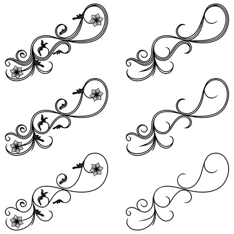 Set Of Corner Swirl Floral Design Elements For Patterns Corner Drawing Floral Drawing Corner