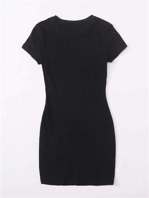 Shein Ezwear Solid Rib Knit Bodycon Dress Shein Usa