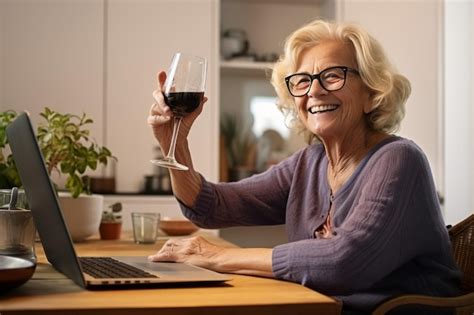 Premium Photo Cheers To Friendship Joyful 60s Woman Savoring Wine As