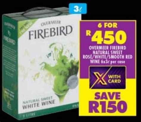 Overmeer Firebird Natural Sweet Ros White Smooth Red Wine X L Offer