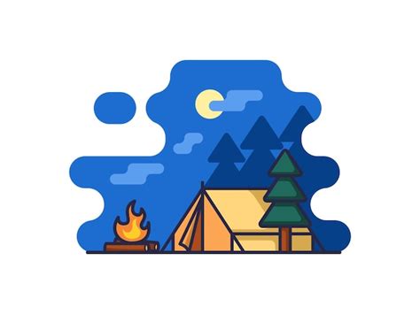 Ilustración de camping carpa hoguera viajes icono de campamento