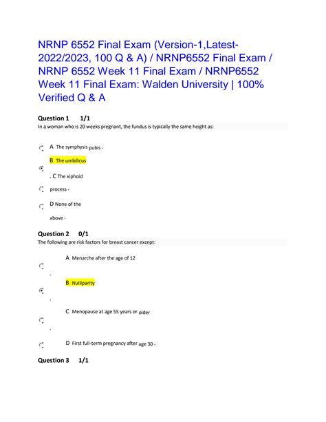 SOLUTION Nrnp 6552 Week 11 Version1 Latest 2022 2023 Final Exam