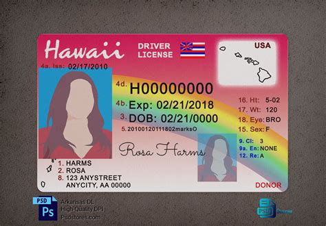 Hawaii Driver License Template Psd Stores