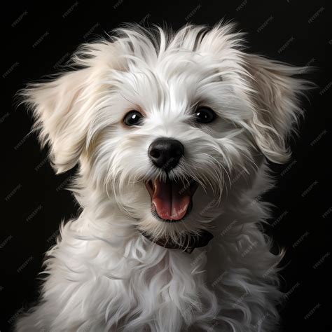 Premium Ai Image Studio Portrait Of A Maltese Dog On A Black Background