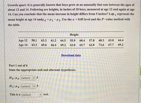 Solved Growth spurt: It is generally known that boys grow at | Chegg.com