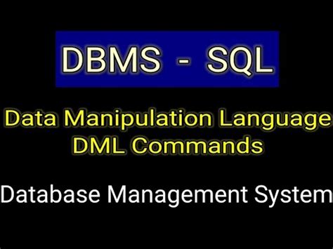 Data Manipulation Language Dml In Sql Dml Commands Database