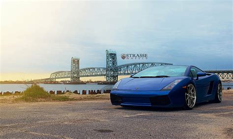 Azul Autos Gallardo Italia Lamborghini Ara A Strasse