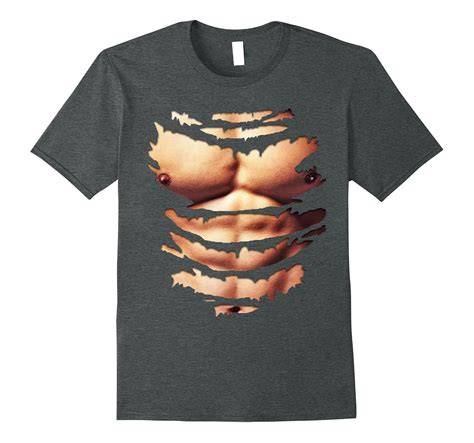 Printed Realistic Chest Six Pack Abs Muscles Funny T Shirt Art Artvinatee