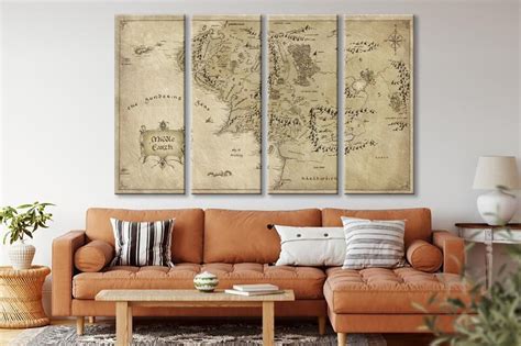 Lord Of The Rings Movie Map Wall Art Lord Of The Rings Canvas Art