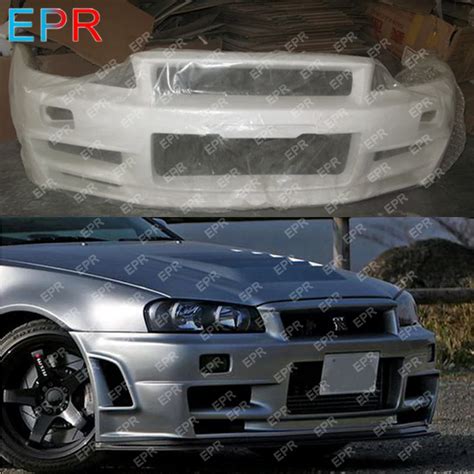 For Nissan Skyline R34 Gtr Frp Glass Fiber Z Tune Front Bumper Body Kit Auto Tuning Part For Gtr