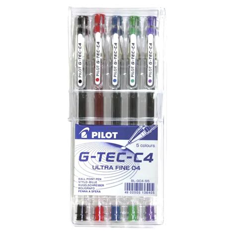 Pilot G Tec C4 Needle Point Gel Pen Ultra Fine 0 4mm Wallet 5