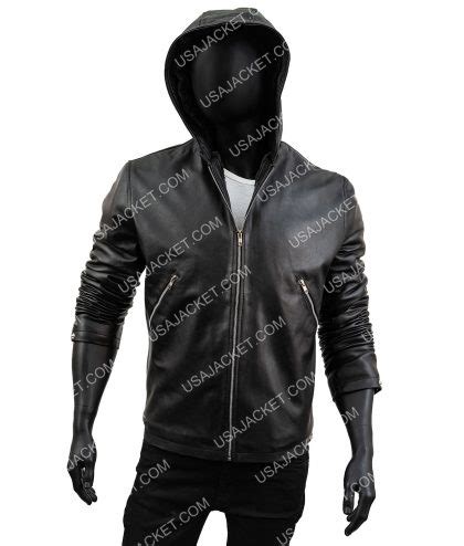 Power Tommy Egan Black Leather Hooded Jacket