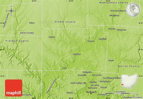 Physical Map of Butler County