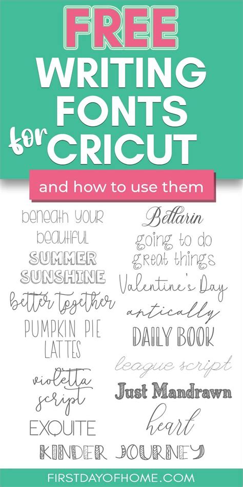 Free Writing Fonts For Cricut First Day Of Home Cricut Fonts