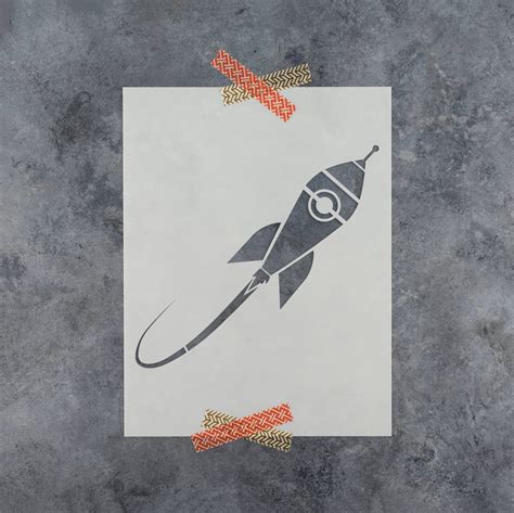 Rocket Ship Stencil Reusable Craft Stencil of a Rocket Ship | Etsy