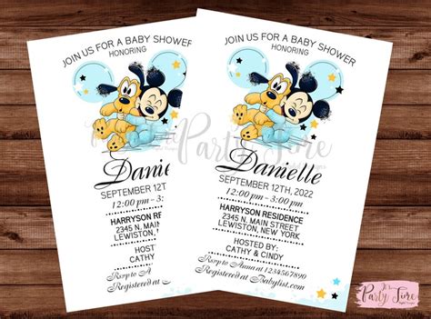 Mickey Mouse Baby Shower Invitations Mickey Mouse Baby Etsy