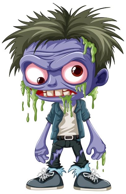 Personagem De Desenho Animado Zumbi Masculino Coberto De Sangue Vetor