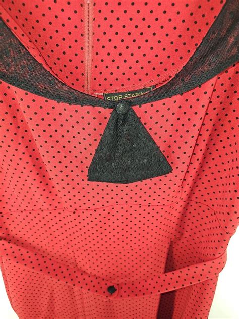 NWT Stop Staring Alicia Estrada RED Long POLKA DOT PIN UP Dress Women S