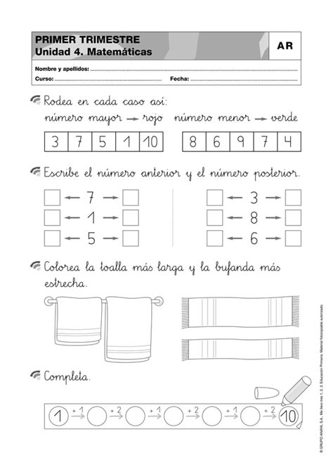 Actividades Primero De Primaria Matemáticas Lengua Conocimiento De