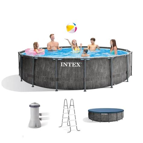 Intex Ft Round In Deep Prism Steel Frame Pool Set With Cover