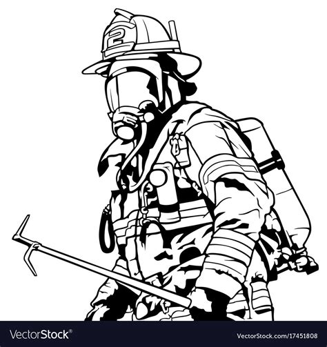 Fireman With Mask Royalty Free Vector Image Vectorstock