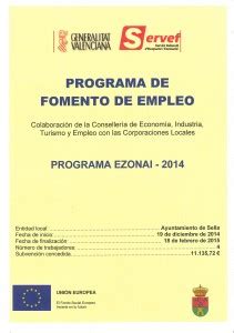 Programa Foment d Ocupació EZONAI 2014 Sella