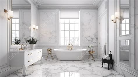 Luxurious 3d Render Of A Classic Bathroom Featuring Elegant Tile D Cor