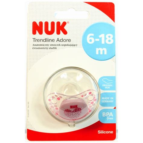 Nuk Adore Baby Pacifier 6 18 Months Silicone Red Pink Heart Girl