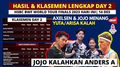 Hasil Dan Klasemen Lengkap Hsbc Bwf World Tour Finals 2023 Day2 Hari